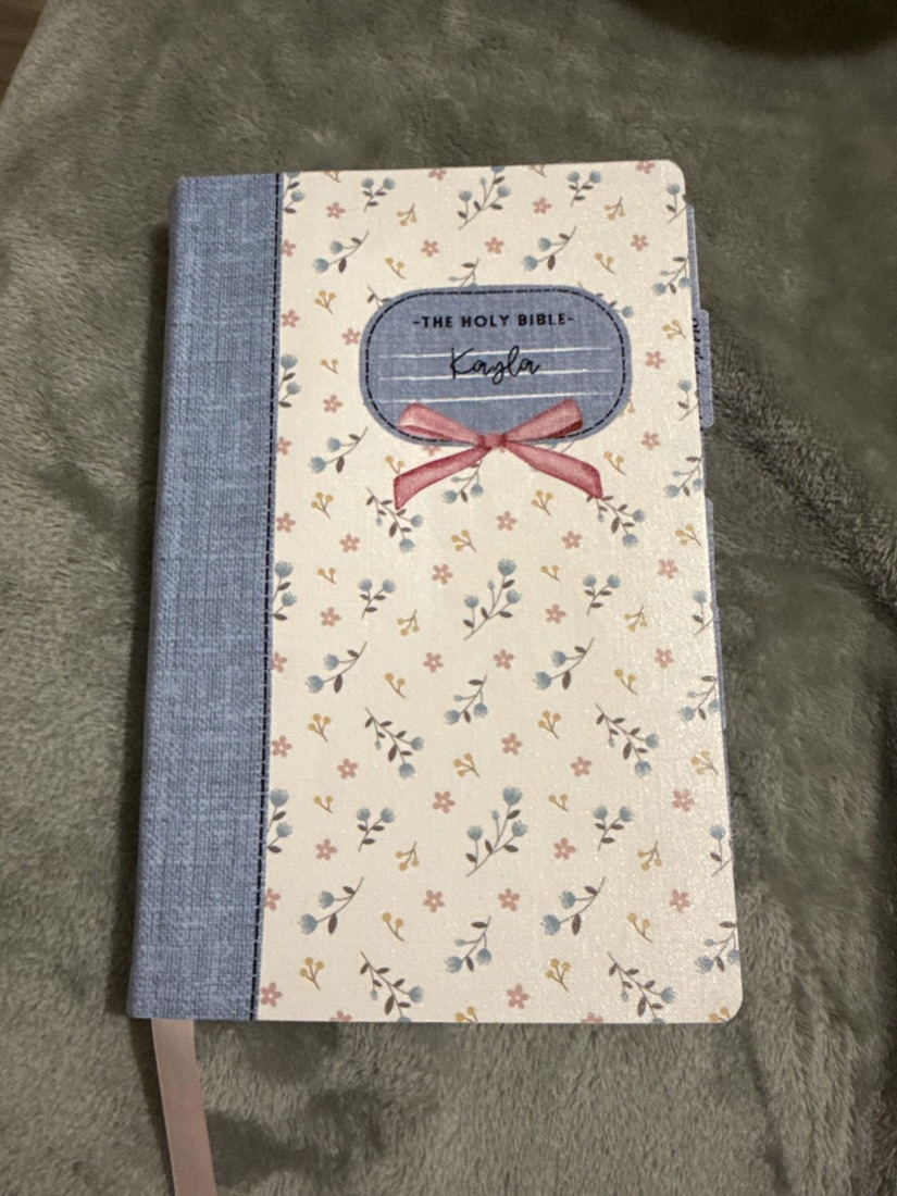 Personalized floral Canvas Bible photographed by a customer